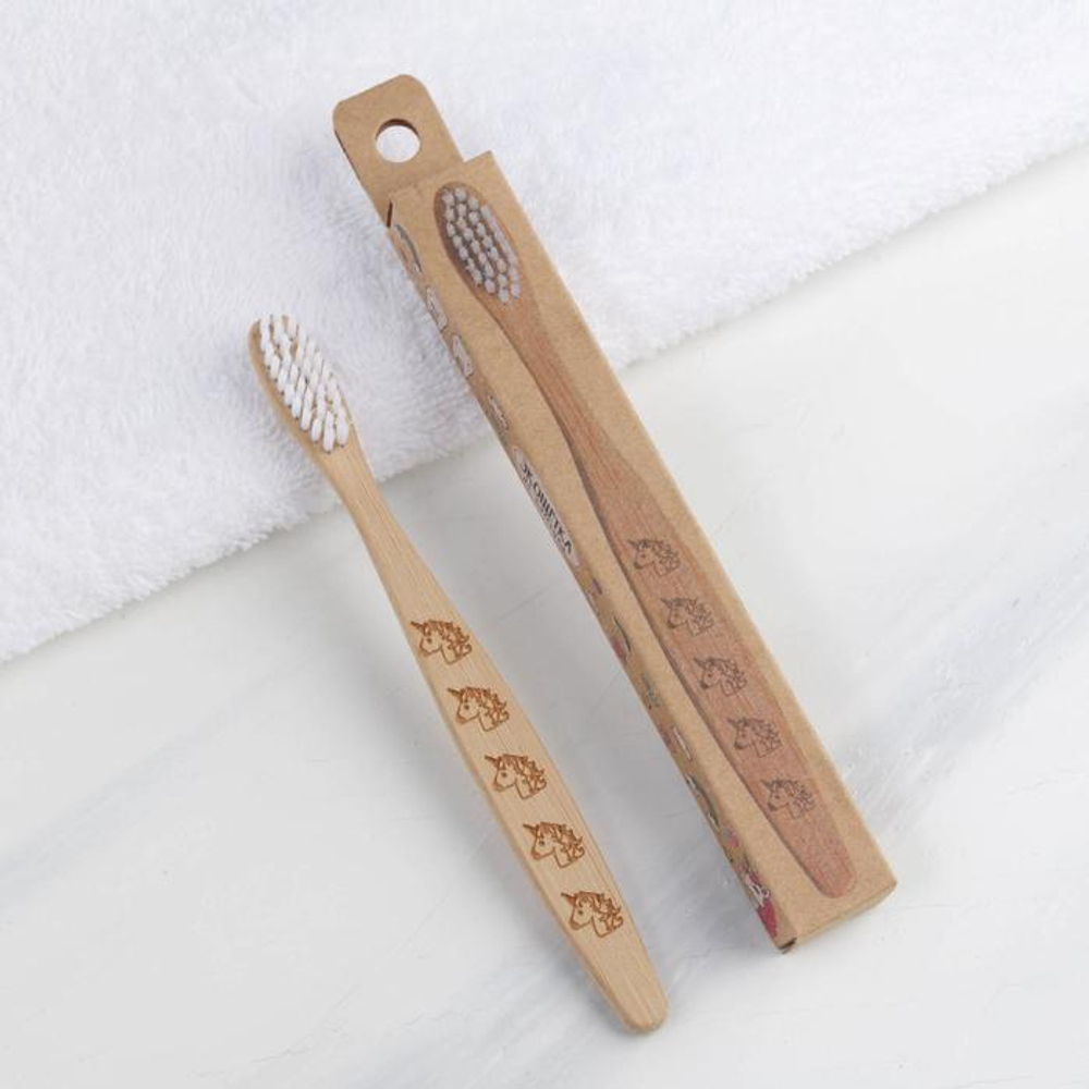 5864367 Детская зубная щётка «Чудо», бамбук  15 × 2 × 1,5 см