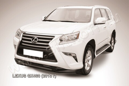 Защита переднего бампера (нержавейка) Lexus GX-460 (2013-2023) d57+d57 (черный)