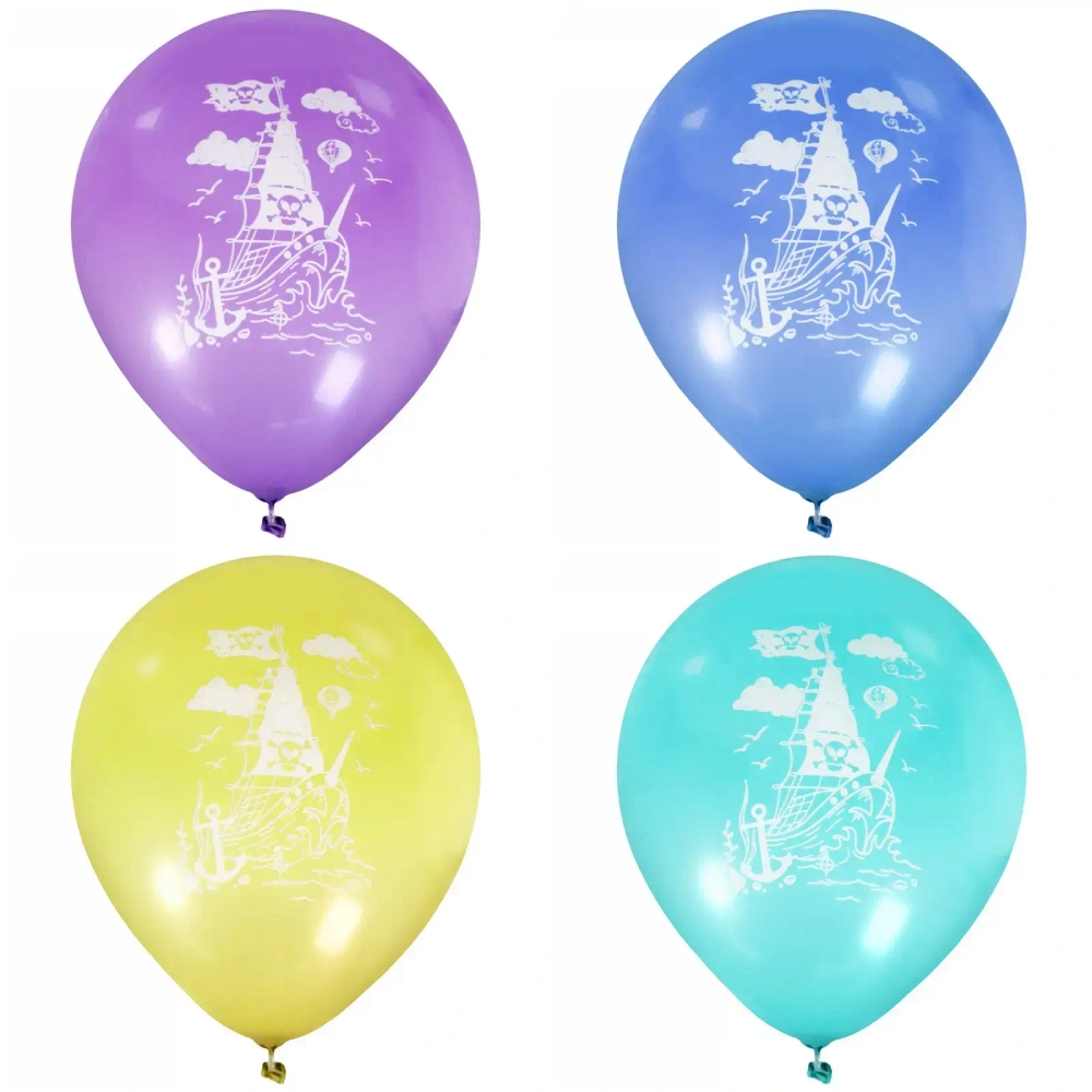 Воздушные шары 25 шт, 10»/25см «Пиратский корабль», (микс)