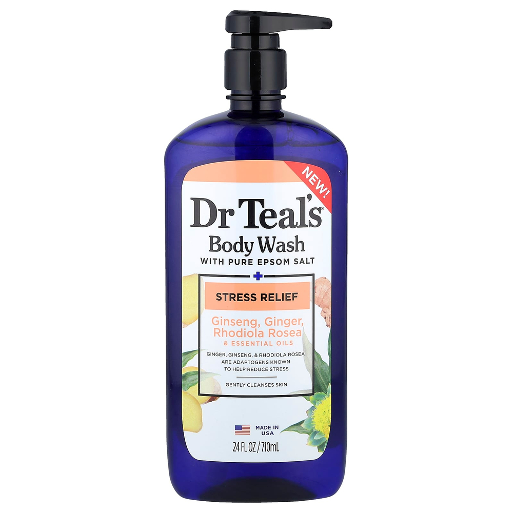 Dr. Teal's, Гель для душа с чистой английской солью, снятие стресса, 710 мл (24 жидк. Унции)