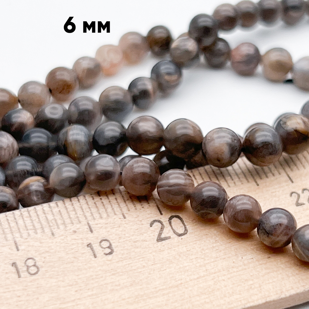 Солнечный камень темный бусины, диаметр около 5,5-5,9 мм, цена за 16-17 шт (1/4 нити)
