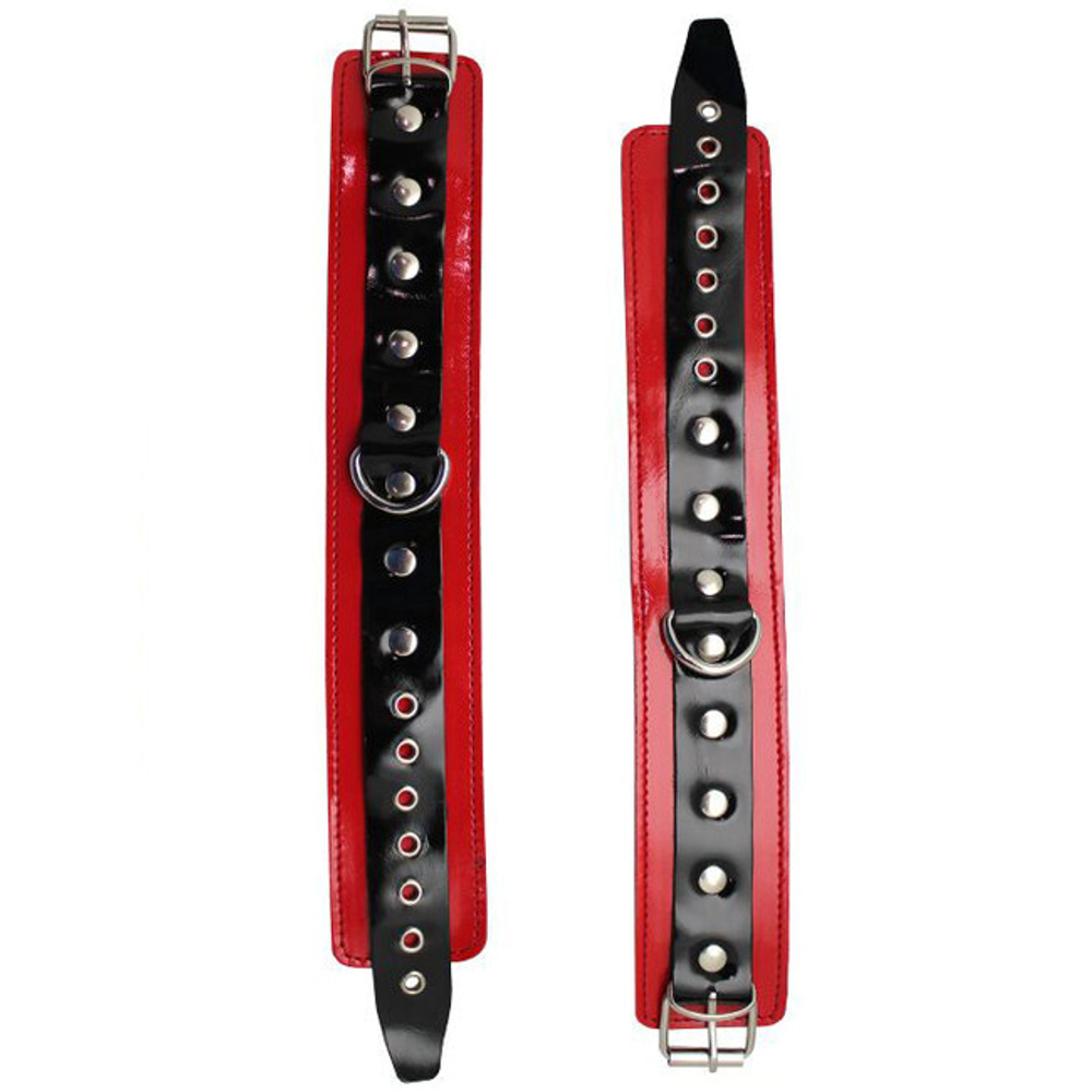 Поножи из красной лакированной кожи (Цвет: черный с красным)