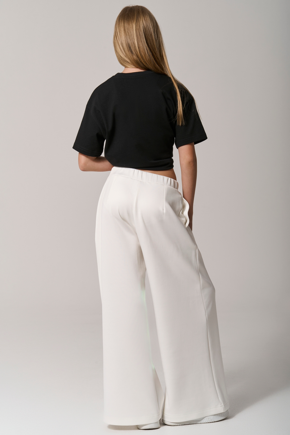 Брюки трикотажные wide leg белые