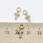 Подвеска Крест, цвет золото, фианиты, размер 9*5 мм, цена за 1 шт