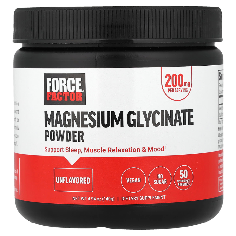 Force Factor, глицинат магния, в порошке, без добавок, 140 г (4,94 унции)