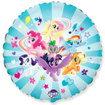 Шар (18''/46 см) Круг, My Little Pony, Дружные Лошадки, Голубой