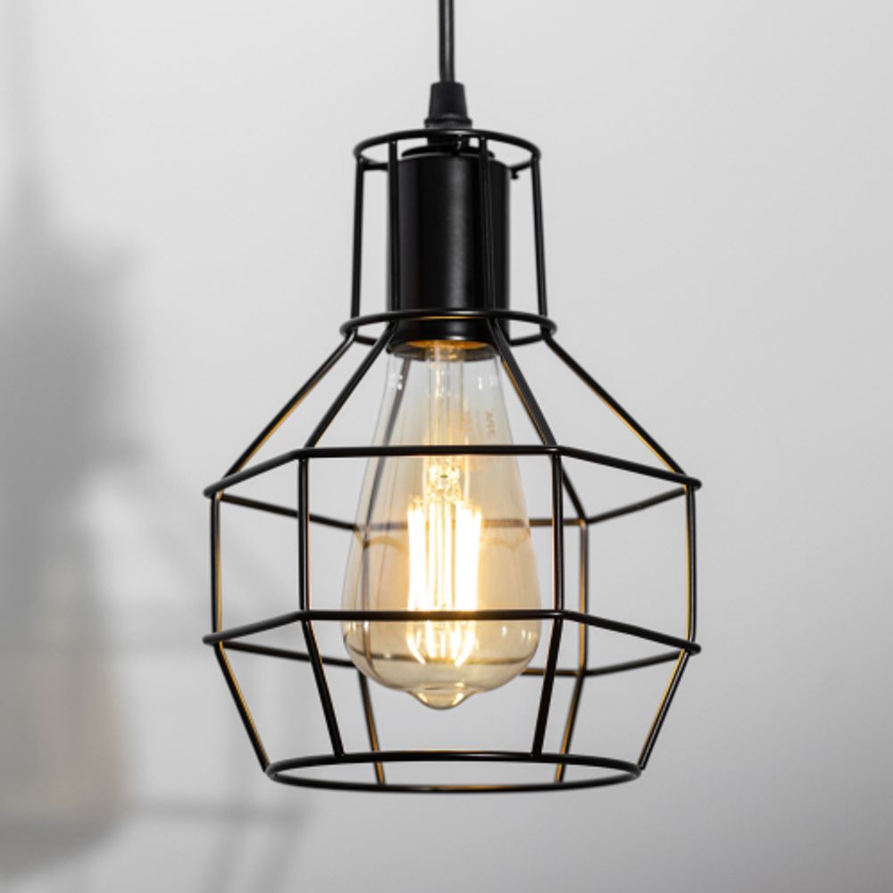 Светильник подвесной ЭРА PL11 BK под лампу E27 высота плафона 220мм подвеса 730мм черный