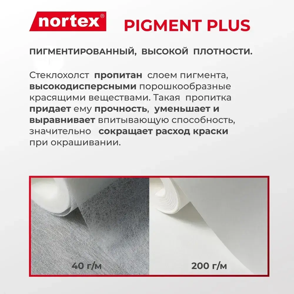 Nortex RNP 200 стеклохолст малярный грунтованный под покраску, плотный 200г/м2, рулон 1*25м