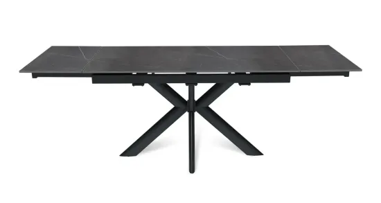 Стол "СТРОНГ" 140-220, керамика Armani Grey матовая, опоры черный муар