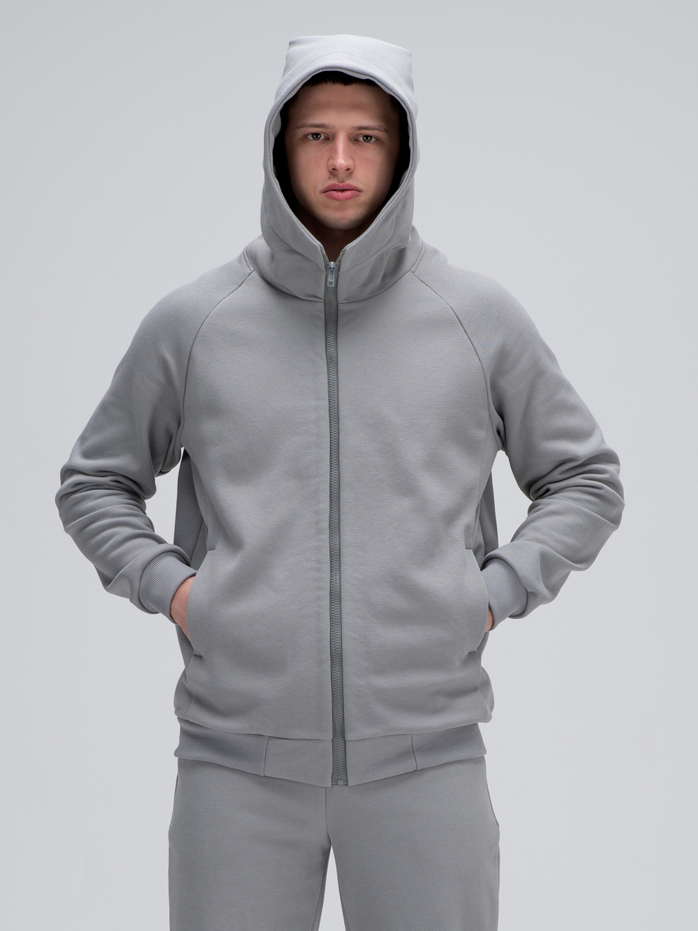 Костюм мужской спортивный на молнии (с начесом). Грей