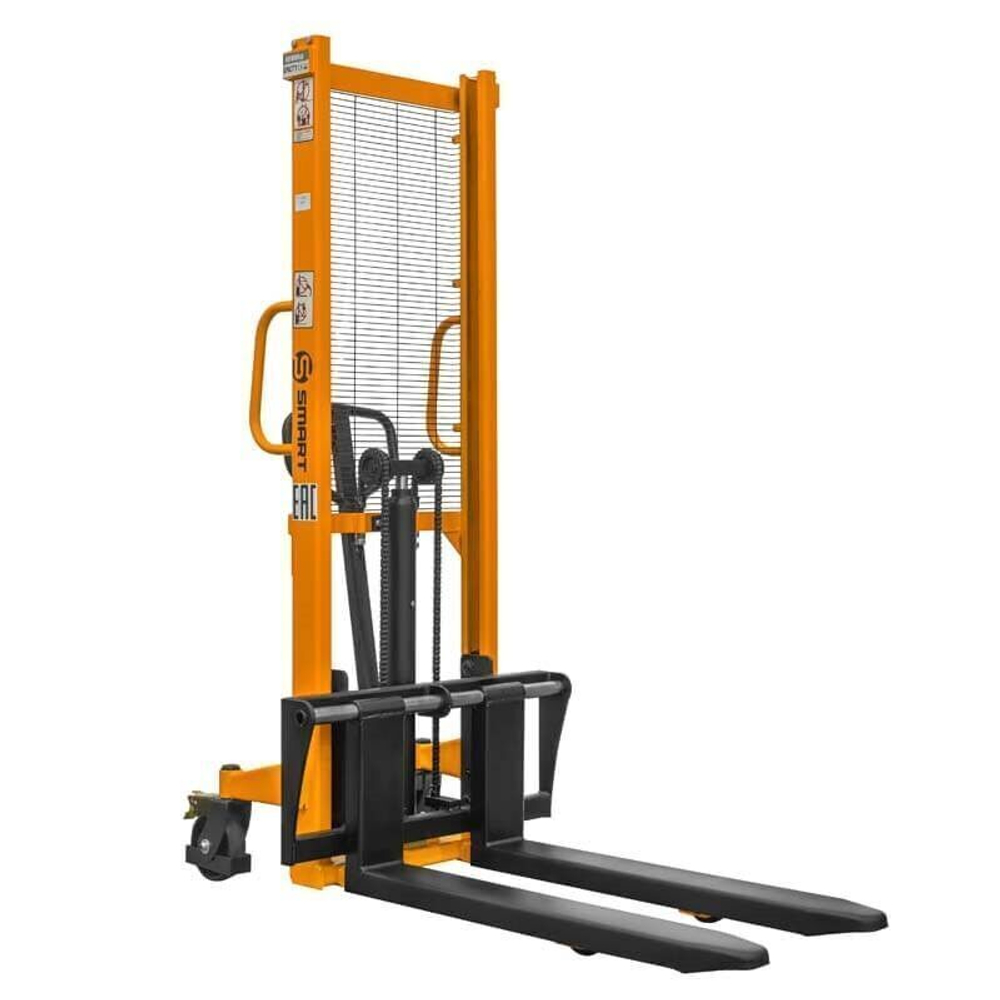 Ручной гидравлический штабелер SDJA 1516 (г/п 1.5 т, 1.6 м, раздвижные вилы) SMART