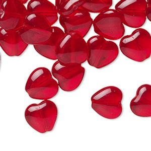 Glass Hearts 6 mm Red 90080