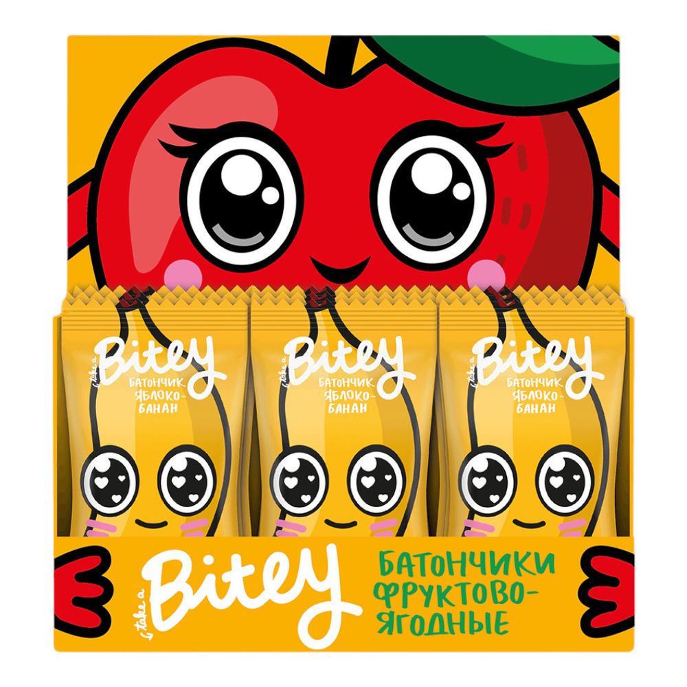 Детский фуктово-ягодный батончик Bitey «Яблоко-Банан», 25 гр (Bite)