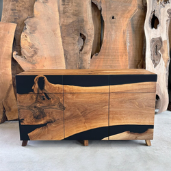 Индивидуальный буфет из ореха с бирюзовой смолой