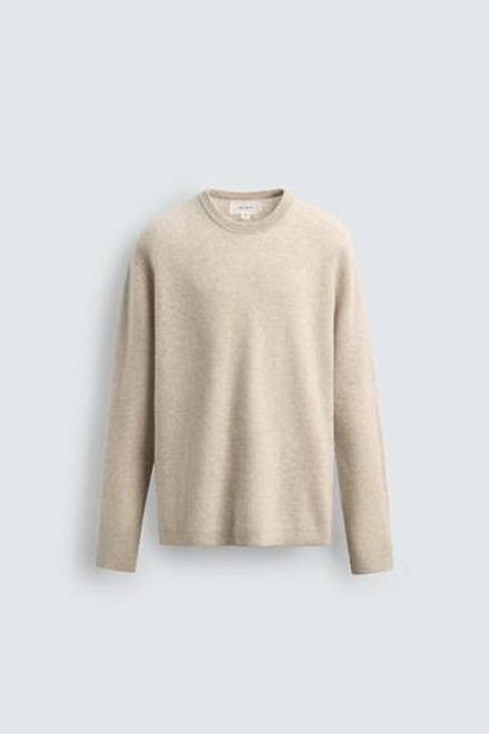 ZARA СВИТЕР В РУБЧИК ИЗ 100% КАШЕМИРА, ЭКРЮ МЕЛАНЖ