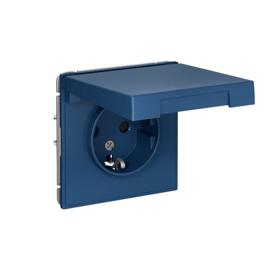 Розетка ArtGallery 16А IP20 с заземл. защ. шторки с крышкой механизм аквамарин SE GAL001146