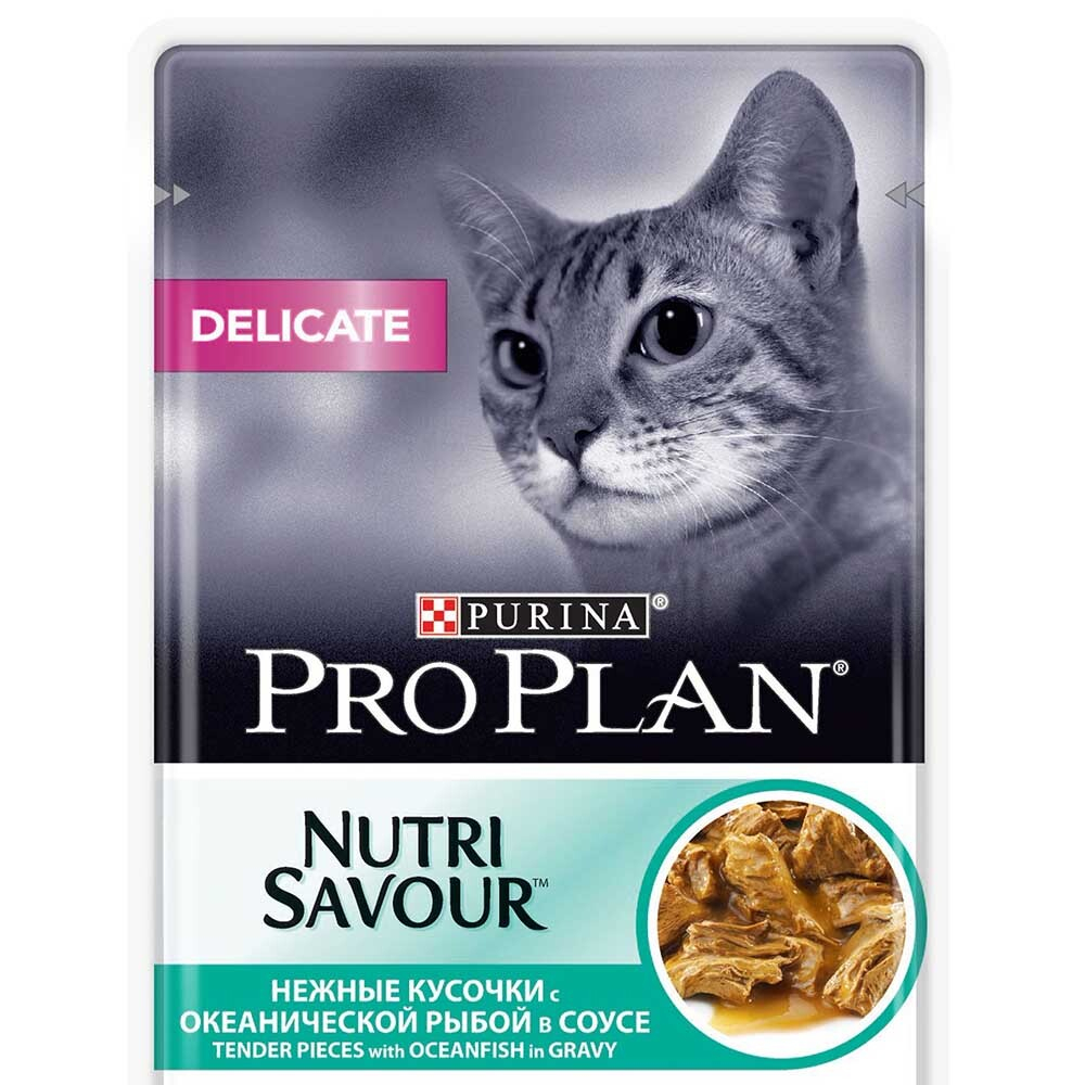 Pro Plan Delicate Fish 85 г - консервы (пауч) для кошек с чувствительным пищеварением (океаническая рыба)