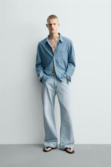 ZARA ДЖИНСЫ FLARED FIT, ГОЛУБОЙ