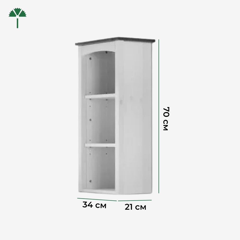 Шкаф в ванную навесной 34х21х70, Паула, в туалет, гараж, прихожую, массив сосны, белый/черри, Dipriz