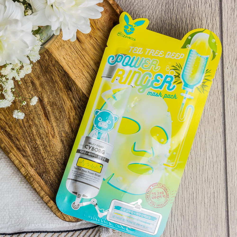 Тканевая маска для проблемной кожи с экстрактом чайного дерева Elizavecca Tea Tree Deep Power Ringer Mask Pack 23 мл.