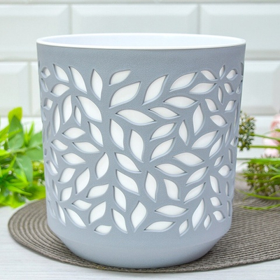 Кашпо Leaves 4л, серый/белый