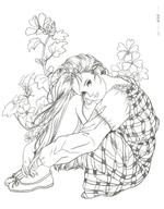 Poetry and girl. Coloring book