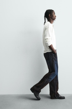 ZARA ДЖИНСЫ BAGGY FIT С ВИСКОЗОЙ, КОРИЧНЕВЫЙ