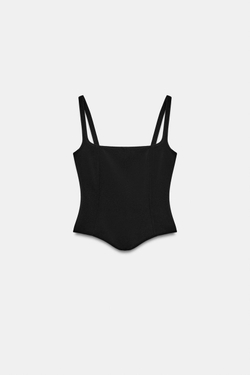 ZARA ЭЛАСТИЧНЫЙ ТОП-КОРСЕТ, ЧЕРНЫЙ