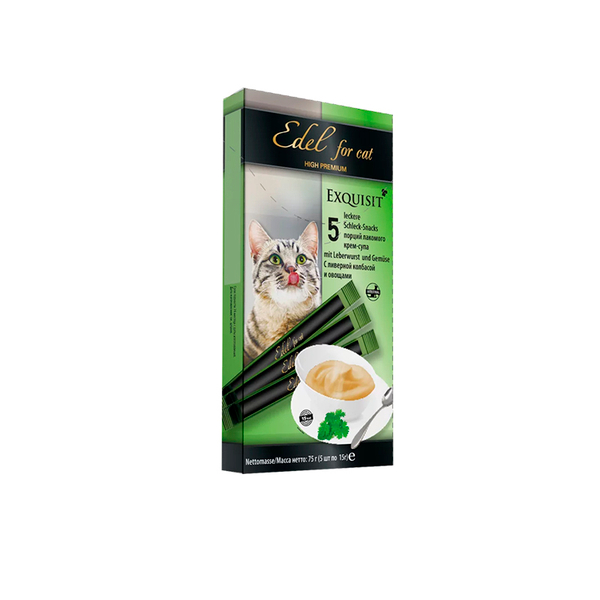 Лакомство Edel for cat крем-суп ливерная колбаса с овощами, для кошек, 75 г (5 шт в упаковке)