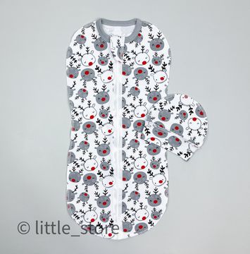 Кокон новогодний "Оленята" с шапочкой