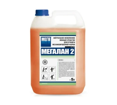 АМС Кемикал Мегалан 2 нейтральное низкопенное моющее средство для ручной и механизированной уборки, 5 л.