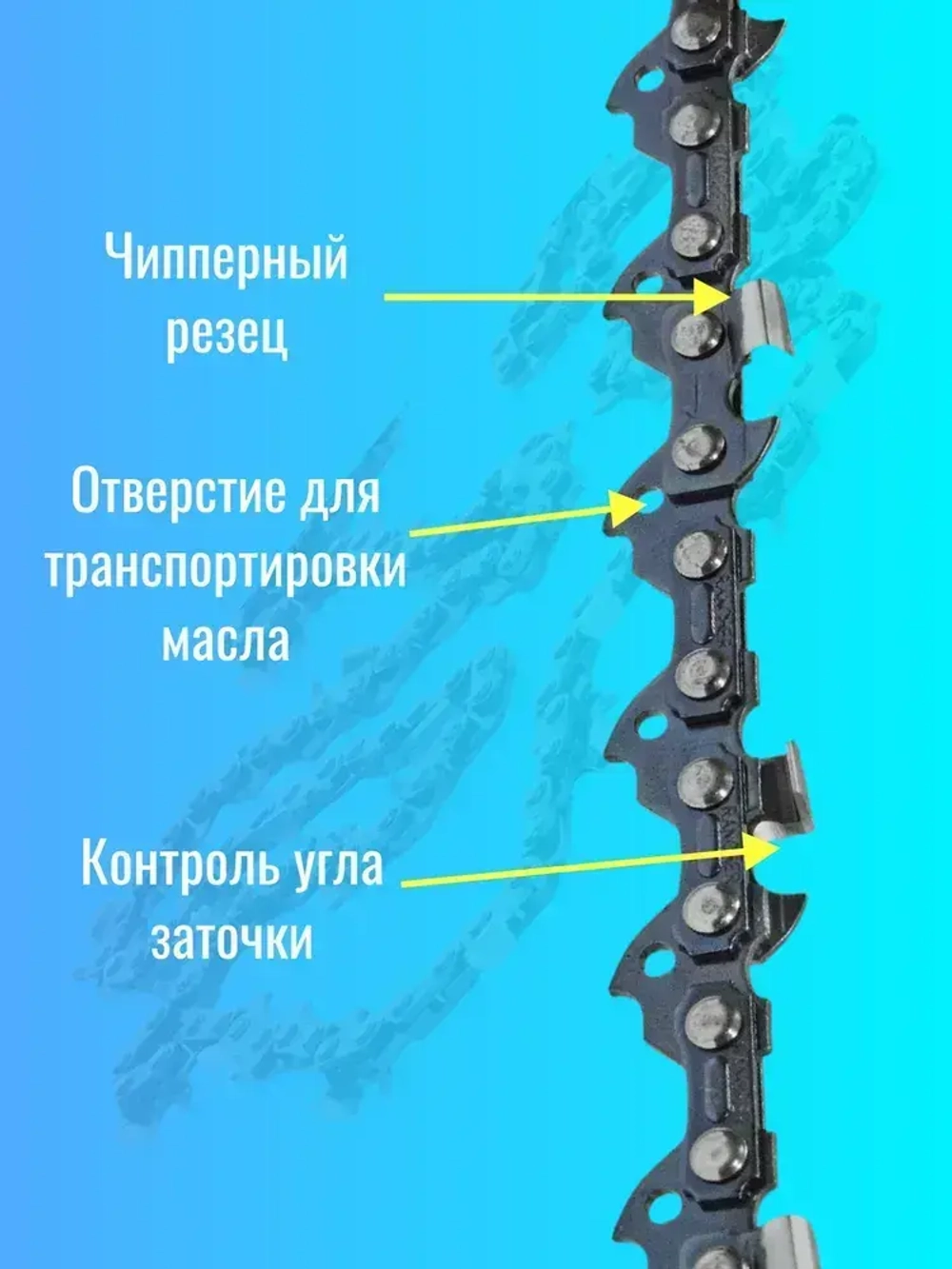 Цепь для бензопилы, 64 звеньев, шаг 3/8", толщина 1,3 мм/цепь пильная