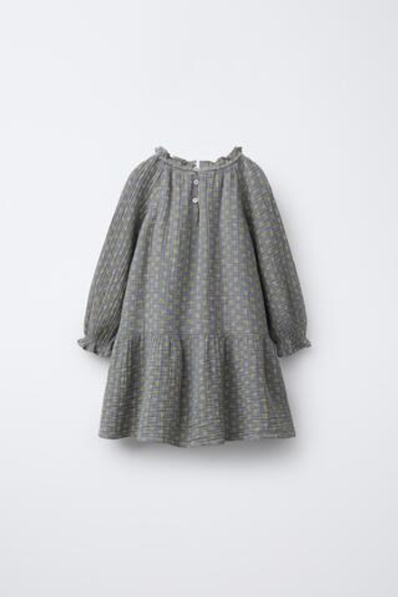 ZARA ПЛАТЬЕ ИЗ БАМБУКА С ЦВЕТОЧНЫМ ПРИНТОМ, ЗЕЛЕНЫЙ/СЕРЫЙ