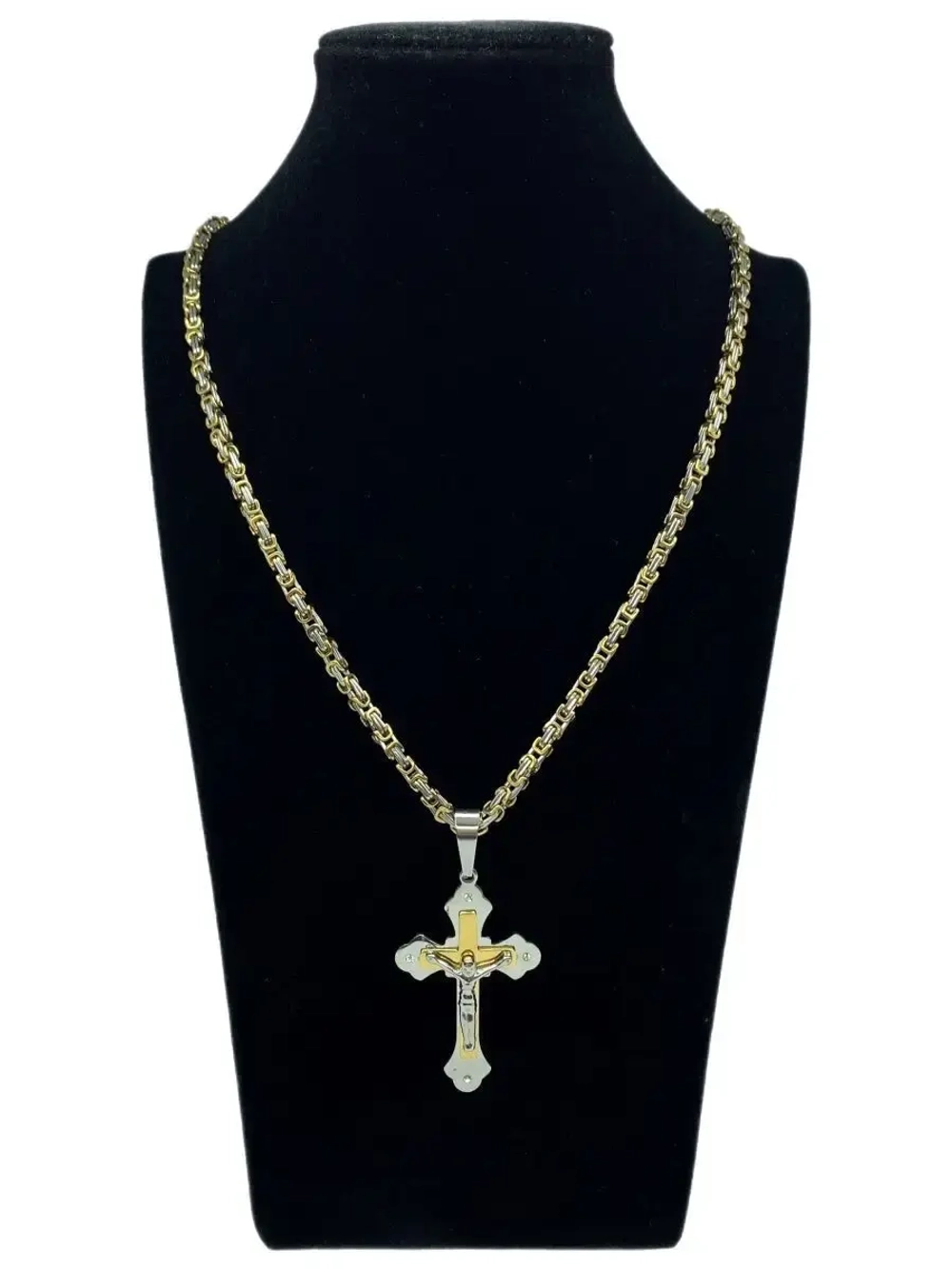 Объемная цепочка с крестиком Steel Rage толстого плетения