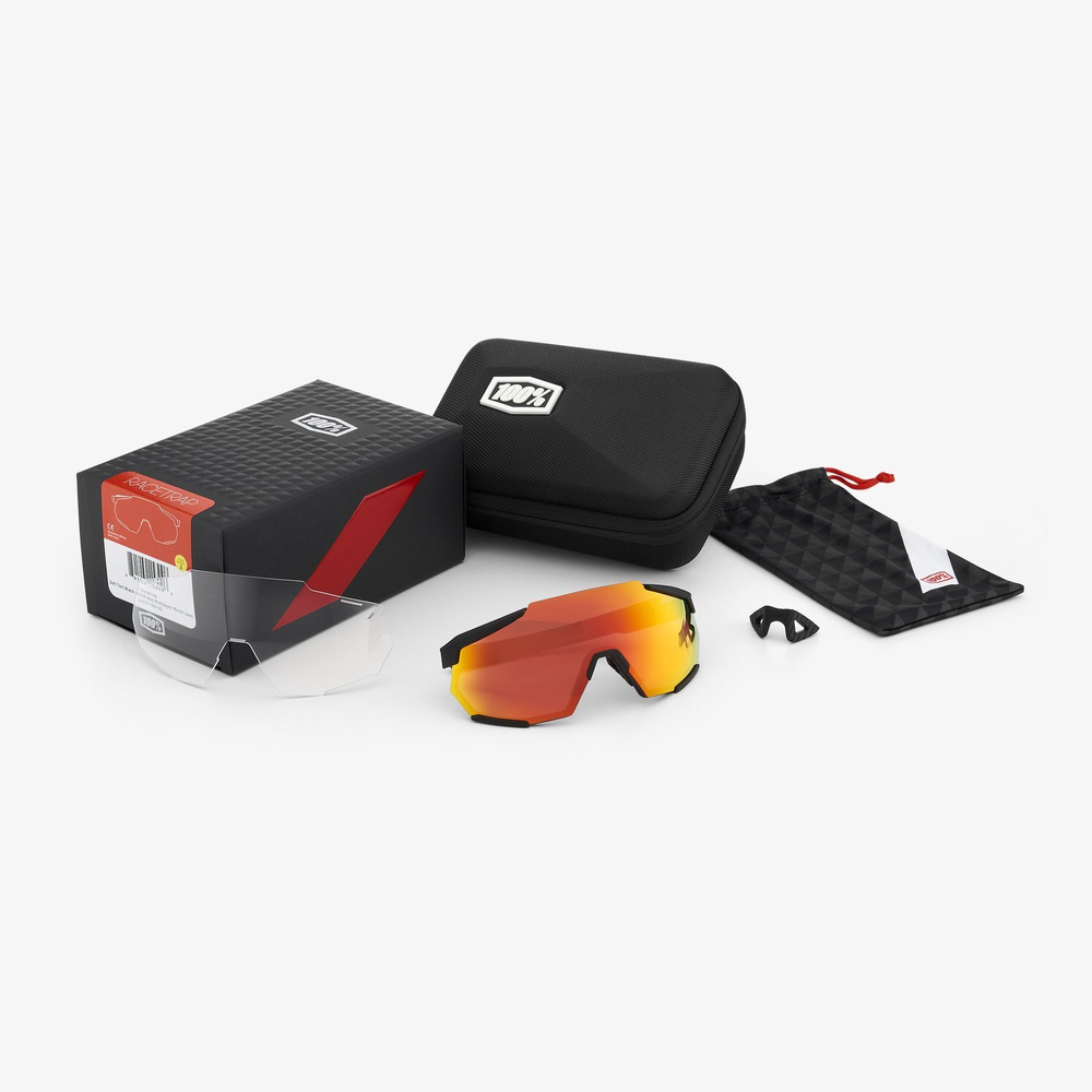 Очки спортивные 100% Racetrap Soft Tact Black / HIPER Red Multilayer Mirror Lens (61037-100-43)