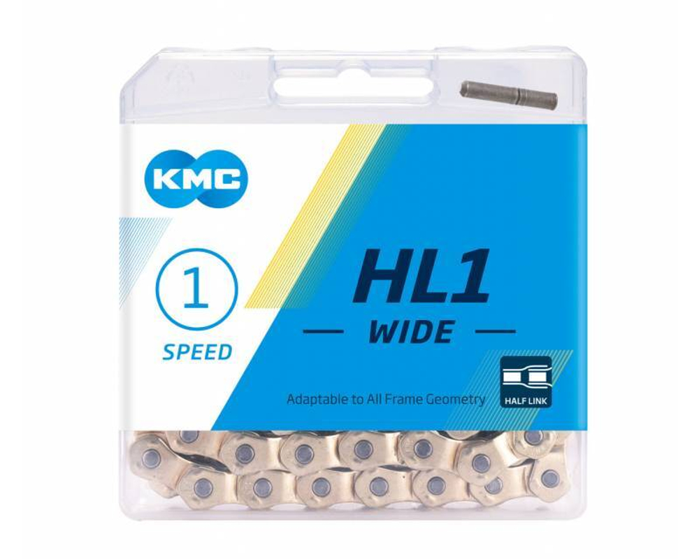 Цепь 1/2"x1/8", 100 зв, 1 скор, серебристая, звенья Half link (черепица), инд уп. HL1 Wide (HL-710)