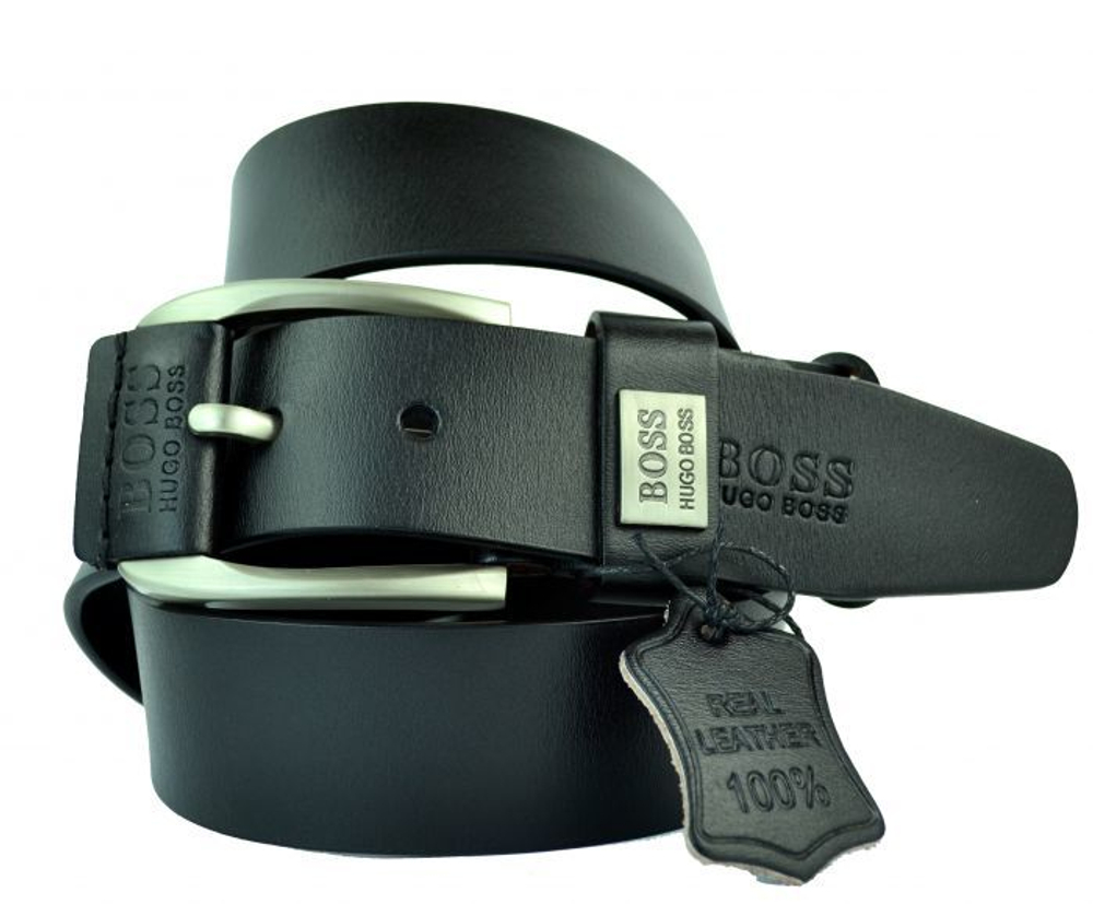 Ремень брендовый мужской чёрный 40 мм для джинсов Hugo Boss (копия) 40brend-KZ-095