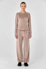 Брюки велюровые широкие с манжетами с карманами