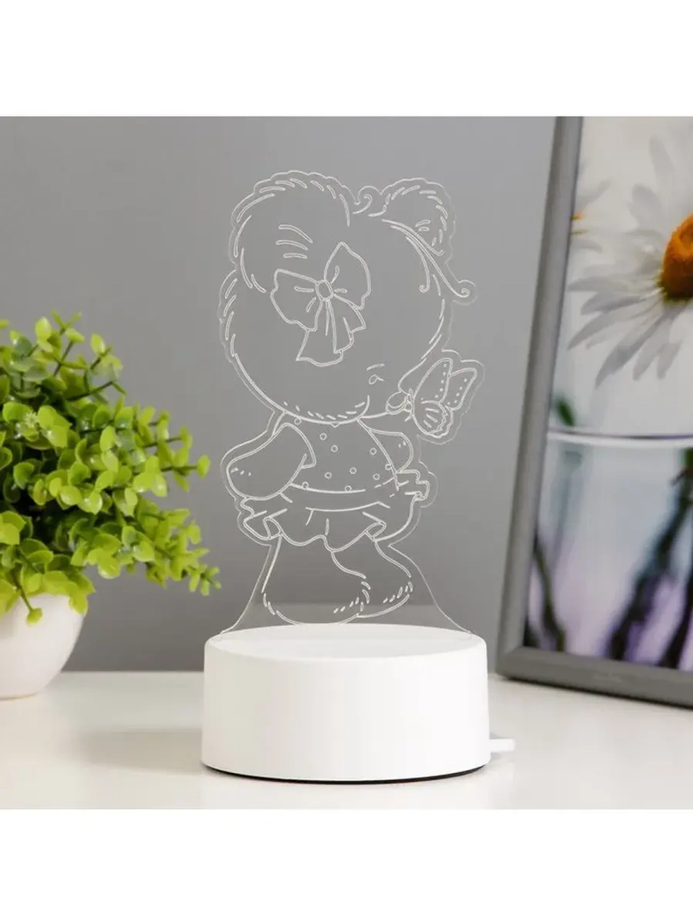 Светильник 3D ночник RISALUX «Медвежонок», LED RGB, от сети,