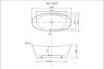 Ванна акриловая Azario EASTON 1800x820x600 мм., белая, свободностоящая, в комплекте с сифоном и металлической рамой
