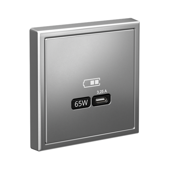 Розетка USB ArtGallery тип C 65Вт QC PD высокоскор. ЗУ механизм сталь SE GAL000927