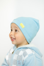 Детская шапка хлопковая гладкая голубая