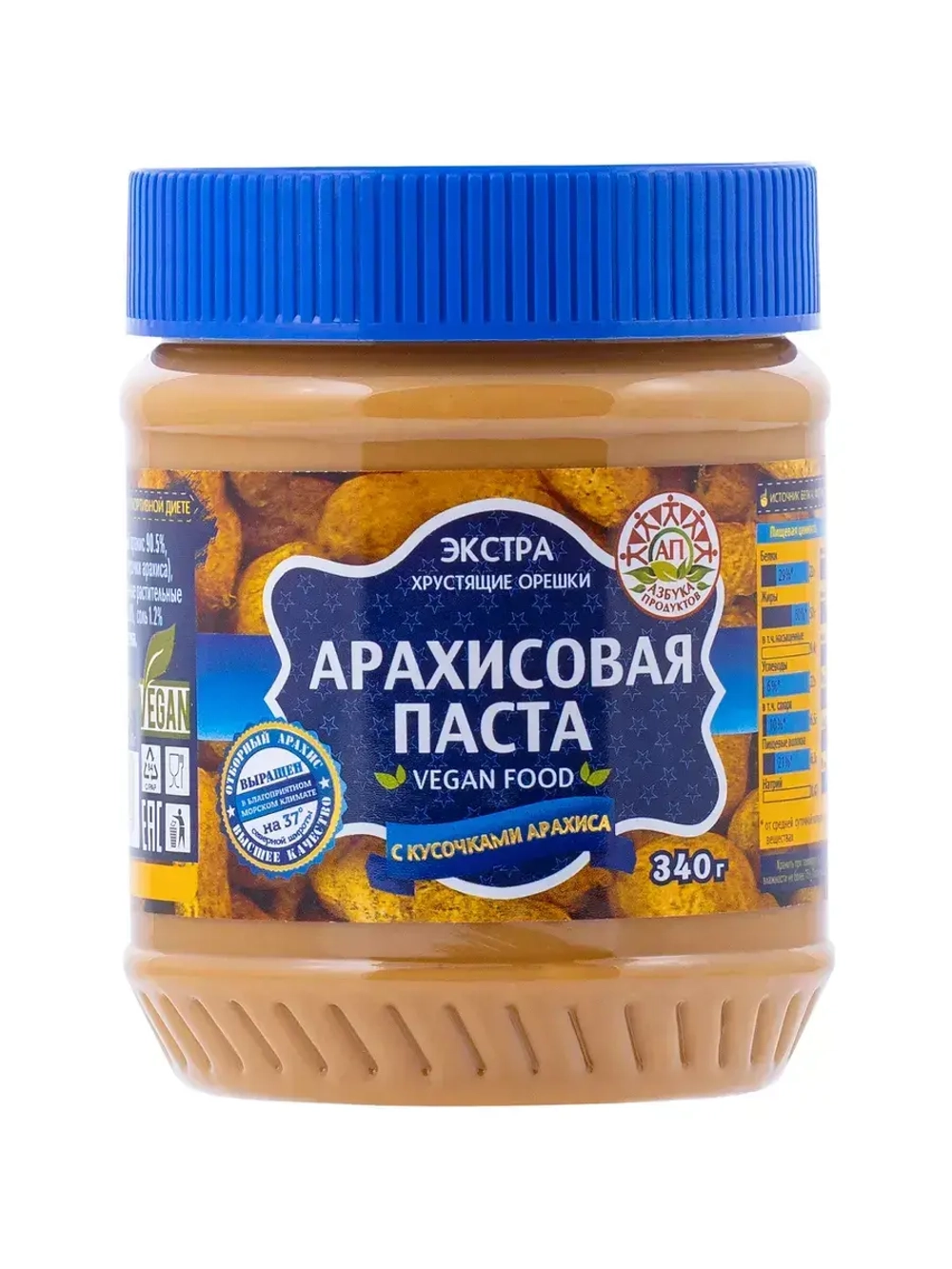 Арахисовая паста с кусочками Арахиса Азбука продуктов 340 г