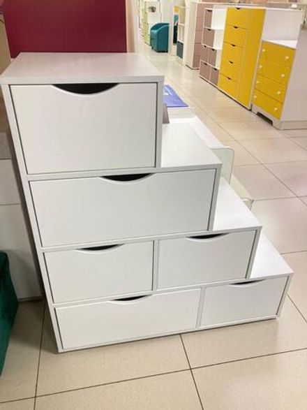 Комод Лесенка МДФ белый/белый