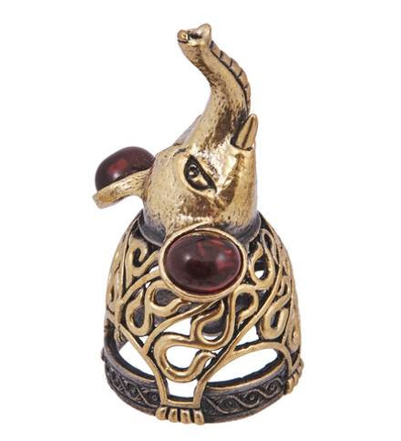 AM-4242 Колокольчик «Слон Ажур» (латунь, янтарь)