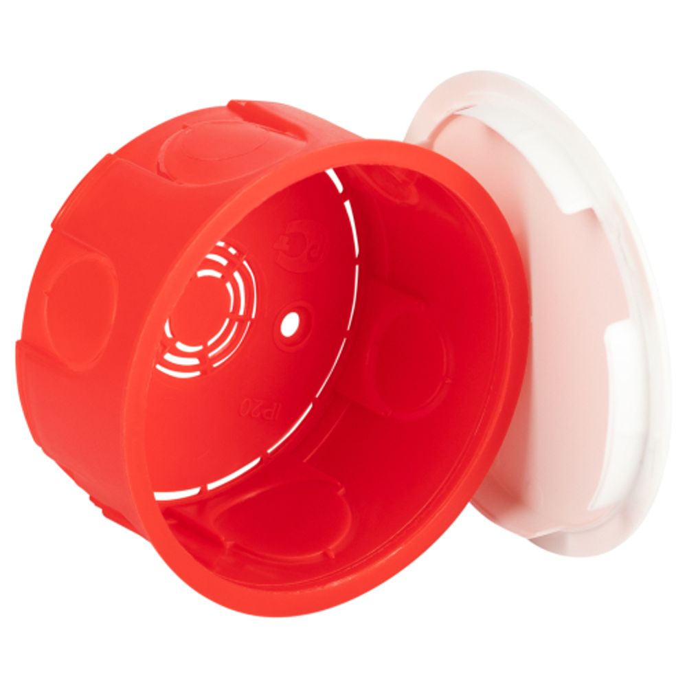 Распаячная коробка ЭРА KRT-80-40 скрытой установки красно-белая 80х40мм для твердых стен крышка IP20