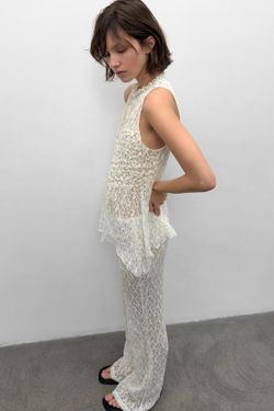 ZARA КРУЖЕВНЫЕ БРЮКИ, ЭКРЮ