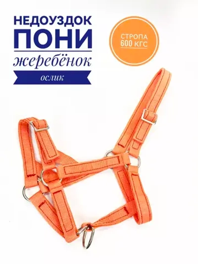 Недоуздок для жеребенка, пони  капроновый 25мм оранжевый