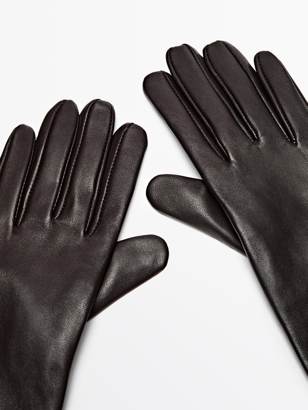 Massimo Dutti Длинные перчатки из кожи наппа - Limited Edition, коричневый