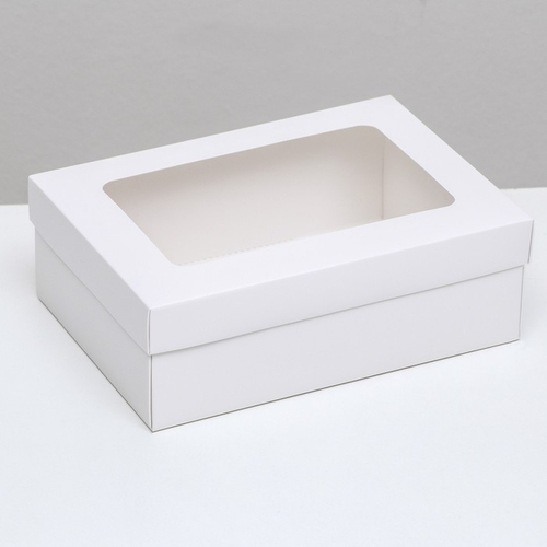 Коробка складная, крышка-дно, с окном, белая, 24 х 17 х 8 см   9702413